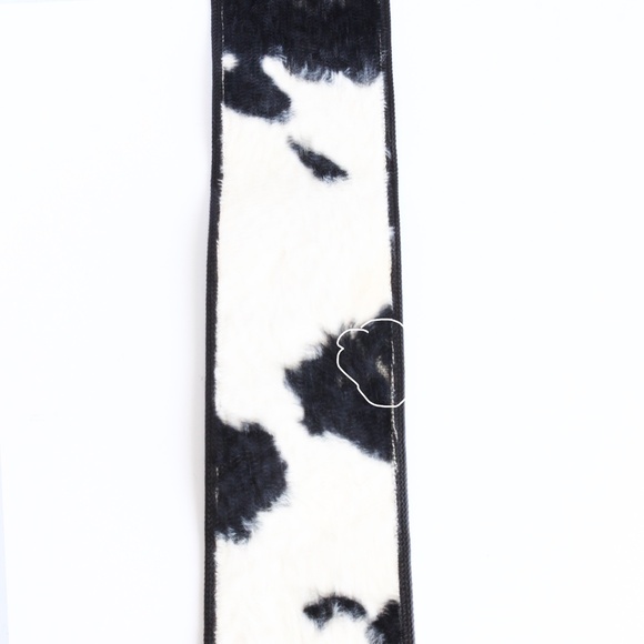 Vintage Norma Kamali OMO Cow Print Wide Belt Black White Faux Fur Leather 90s main image 13